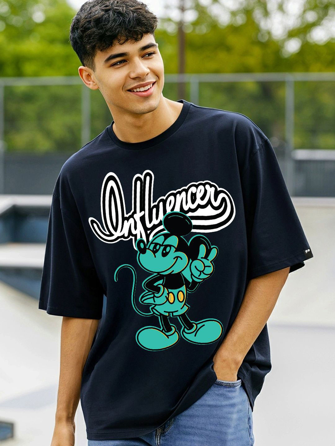 Bewakoof Official Disney Merchandise Mickey Men's Graphic Printed Oversized T-Shirt