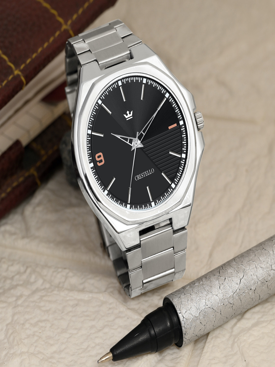 CRESTELLO Men Bracelet Style Straps Analogue Watch CR-GR043-BLK-CH