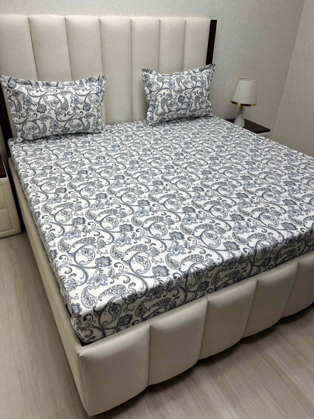 Pure Decor Royal Passion White Floral Pure Cotton 260 TC Queen Fine Bedsheet with 2 Pillow Covers-90 x 100 inches
