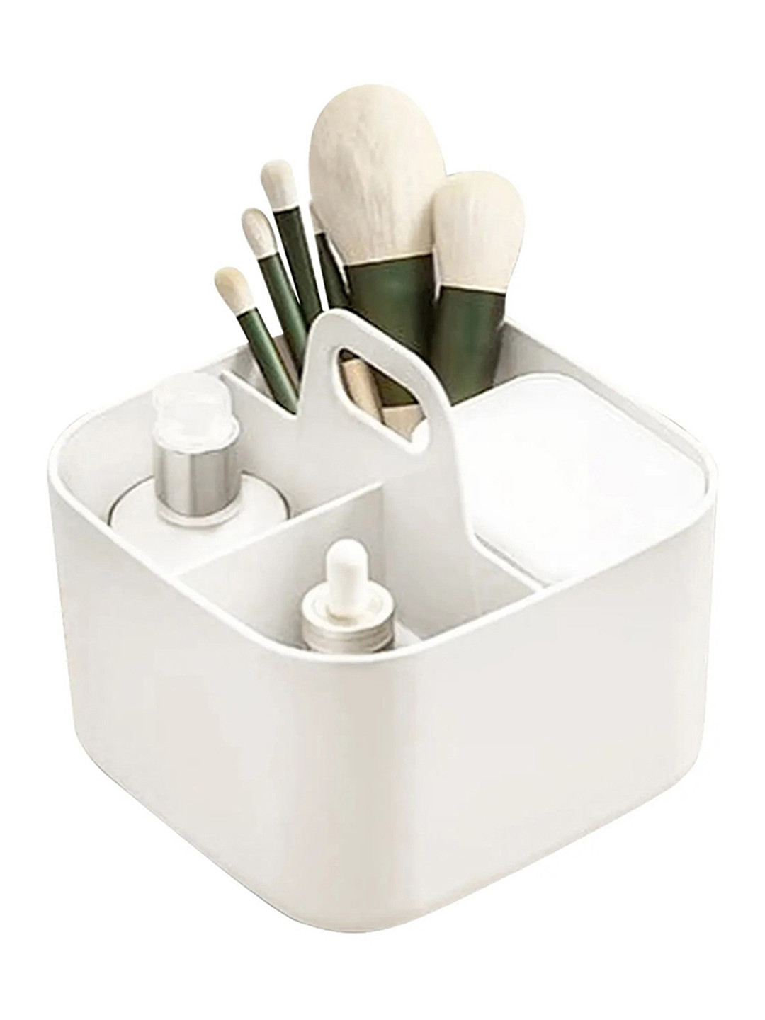 DecorTwist White Multipurpose Desk Organiser with 4 Compartments