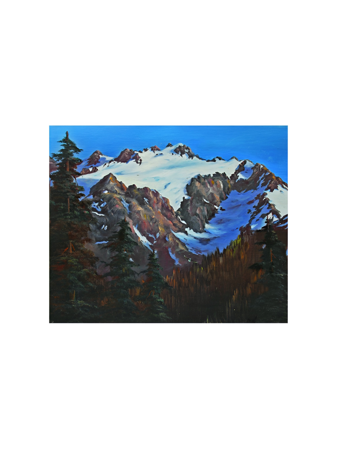Inephos Blue & White Snow Covered Mountainpeaks Canvas Wall Art