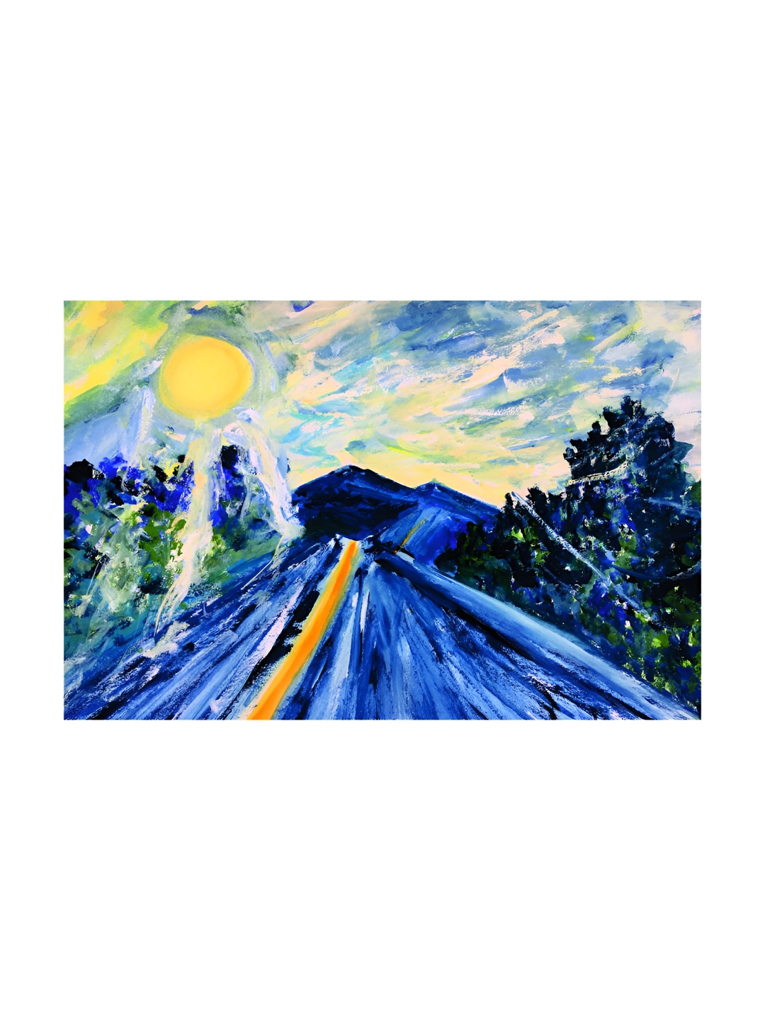 Inephos Blue & Yellow Floral & Botanical Nature Art Canvas Wall Painting