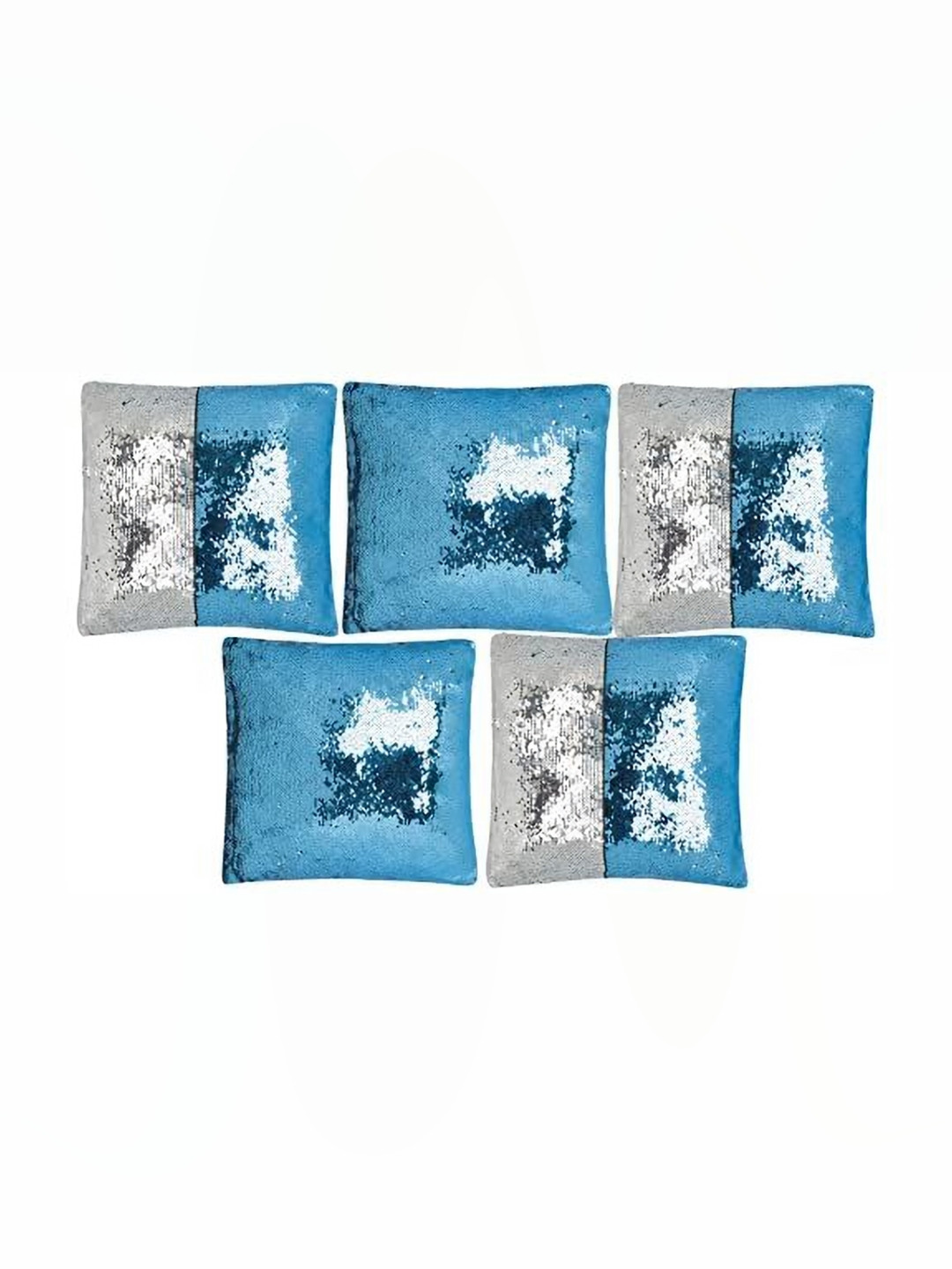 Black gold Silver Embellished Cotton Breathable 5 Pcs Cushion Covers - 15.7 x 15.7 Inches