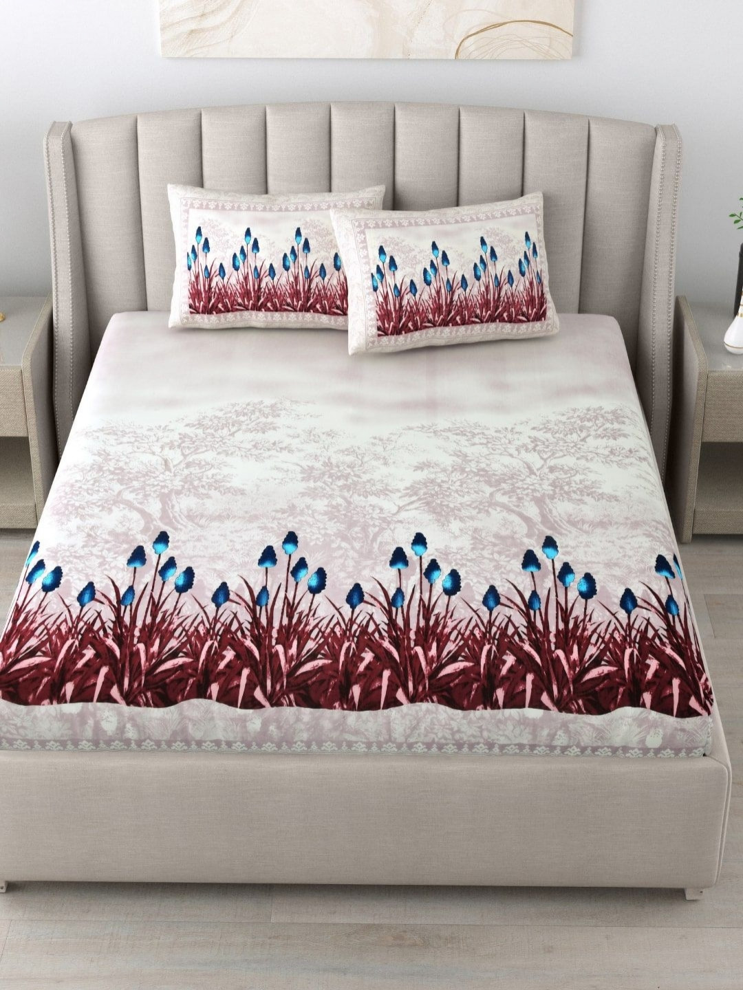 JAIPUR FABRIC Violet 180 TC King Bedsheet with 2 Pillow Covers