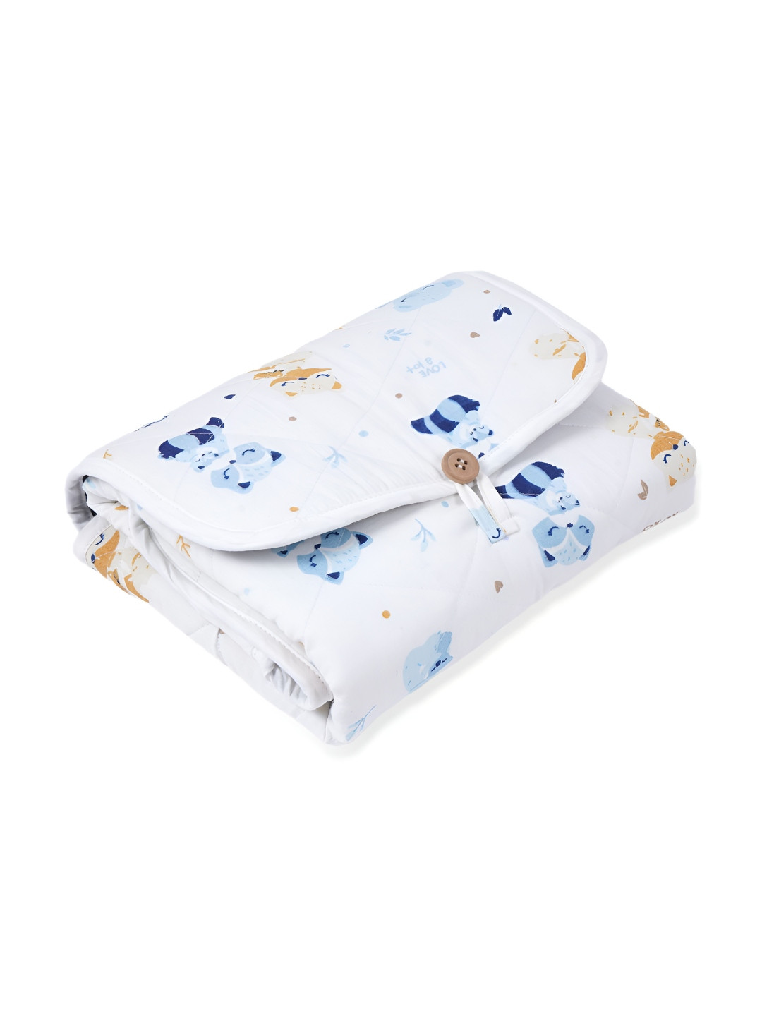 TIDY SLEEP Kids White & Blue Water Resistant Foldable On The Go Mat