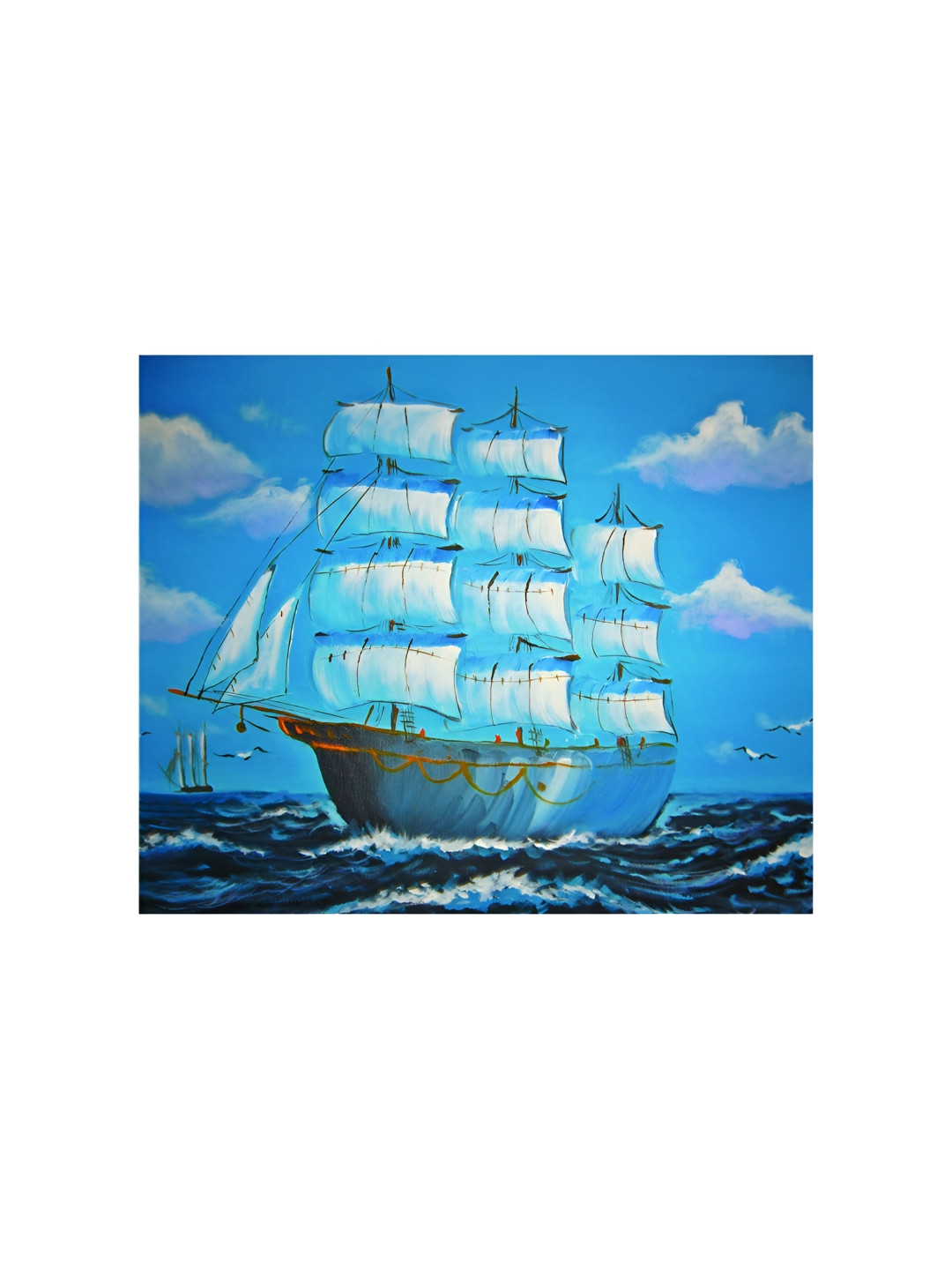 Inephos Blue & White Calm Waters Printed Canvas Wall Art