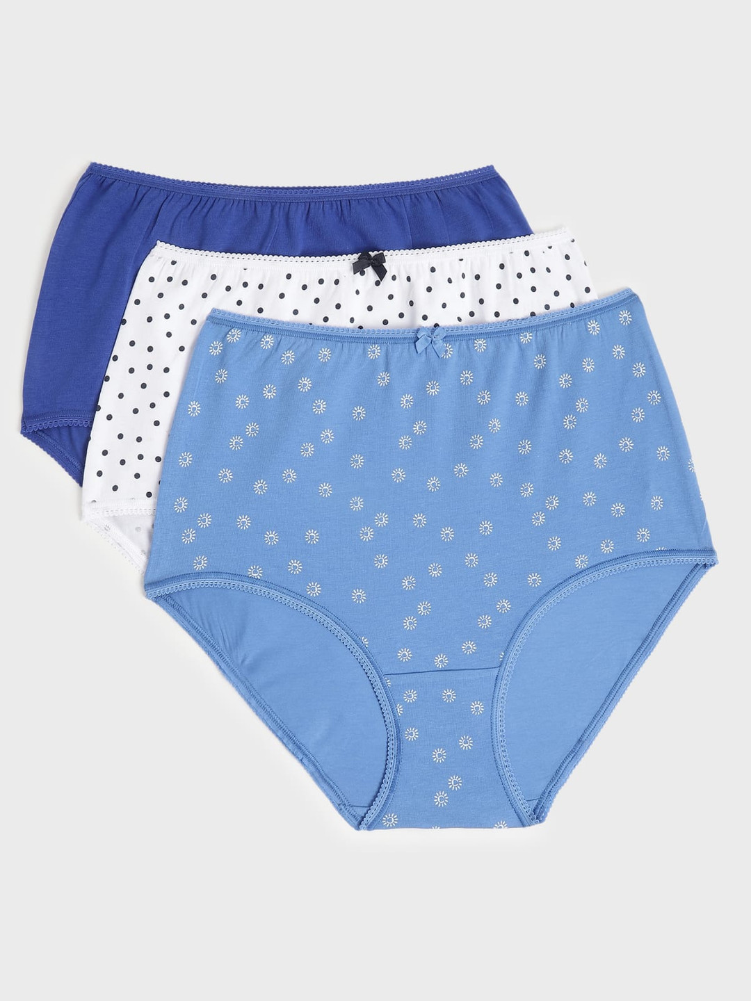 Marks & Spencer Women Pack Of 3 Printed Boy Shorts BriefsT613023KBLUE MIX