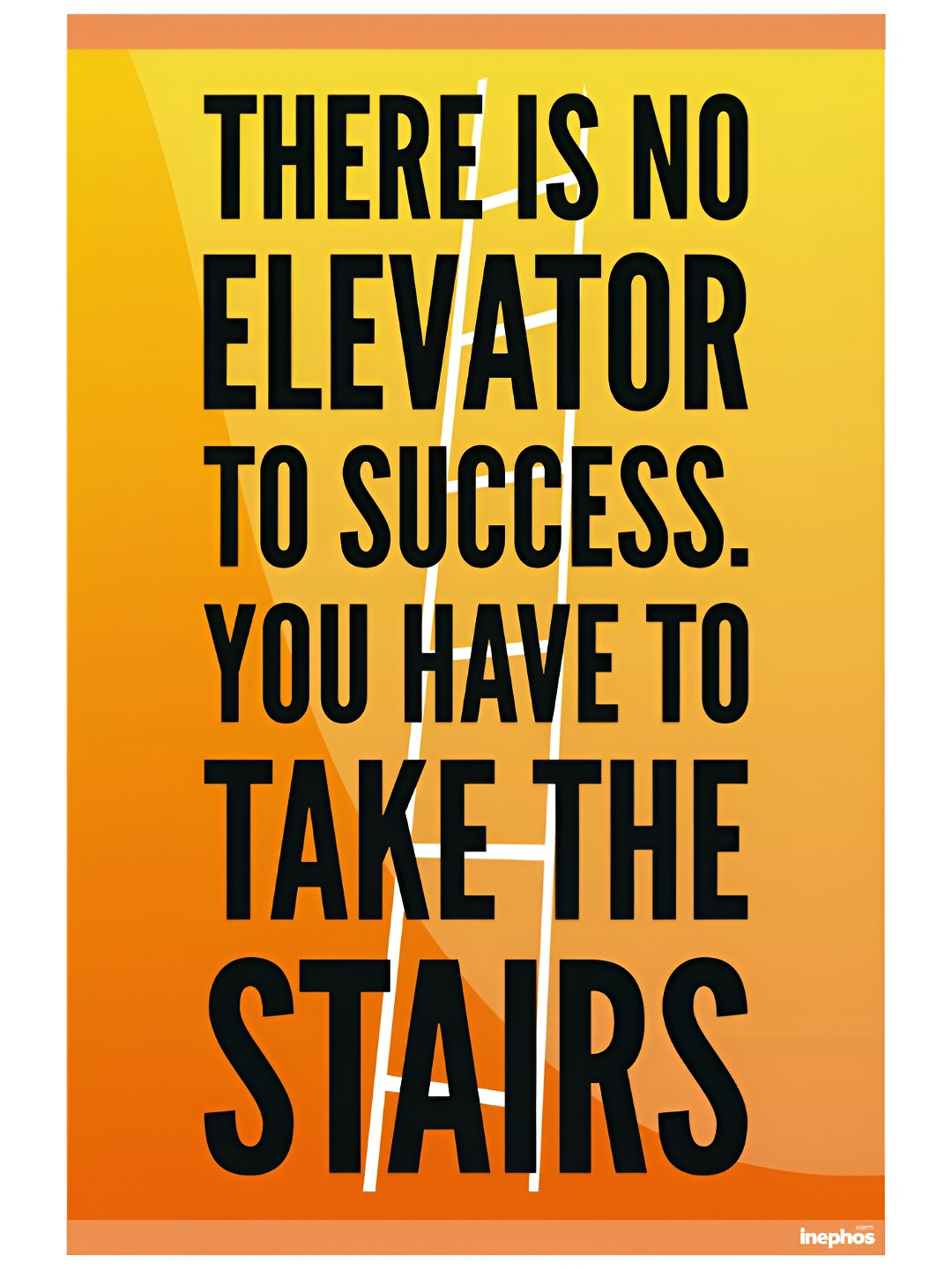 Inephos Yellow & Black There Is No Elevator To Success Motivational Vinyl Poster