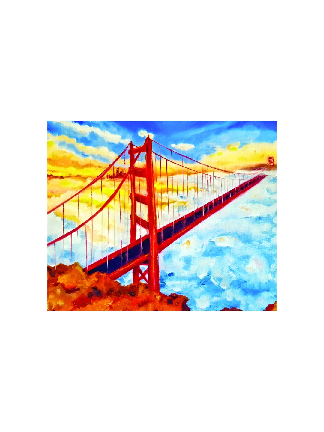 Inephos Blue & Yellow Heavens Printed Canvas Wall Art