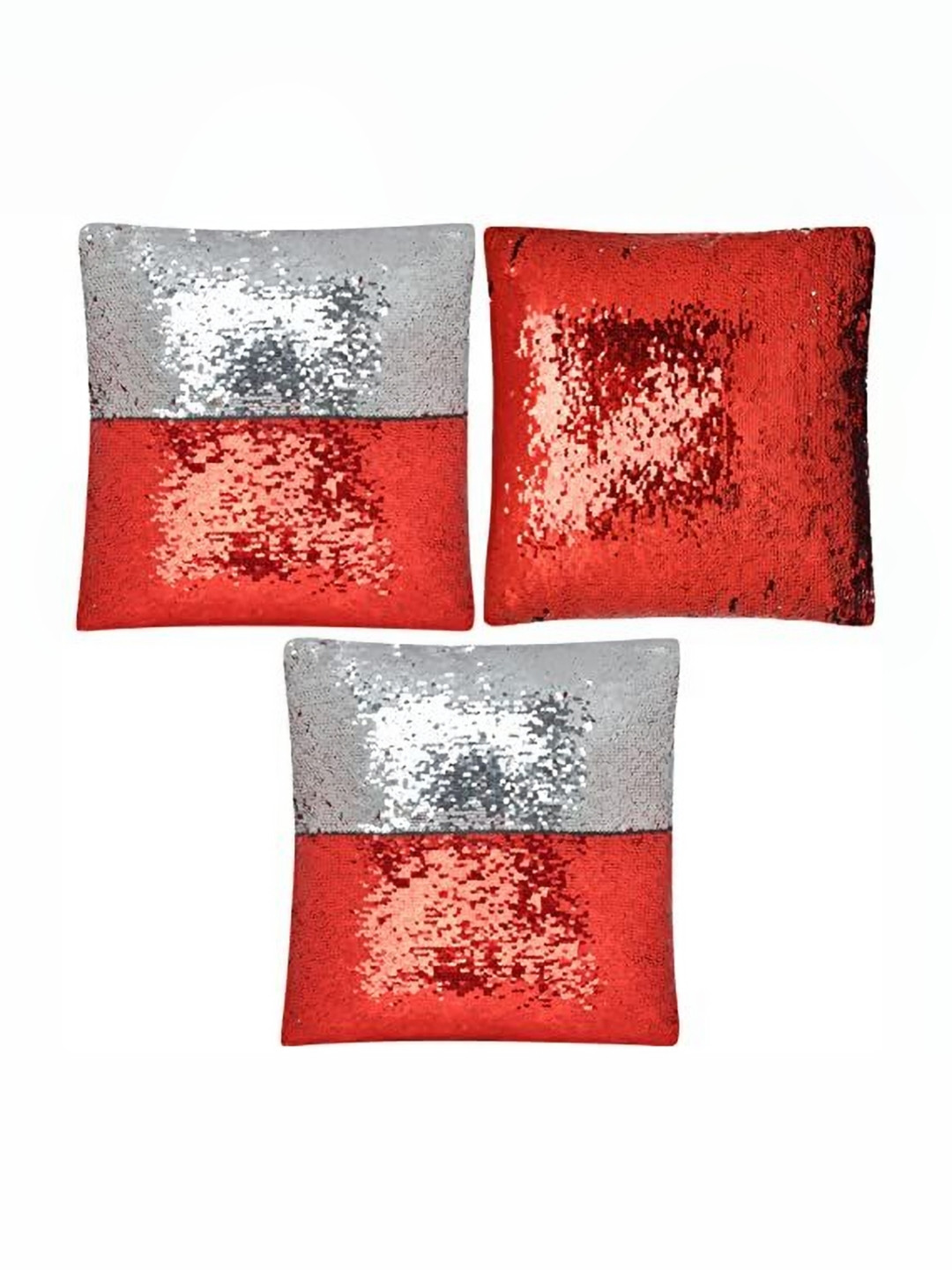 Black gold Light-Weight Embellished Polyester Silk 3 Pcs Cushion Covers -16x16In