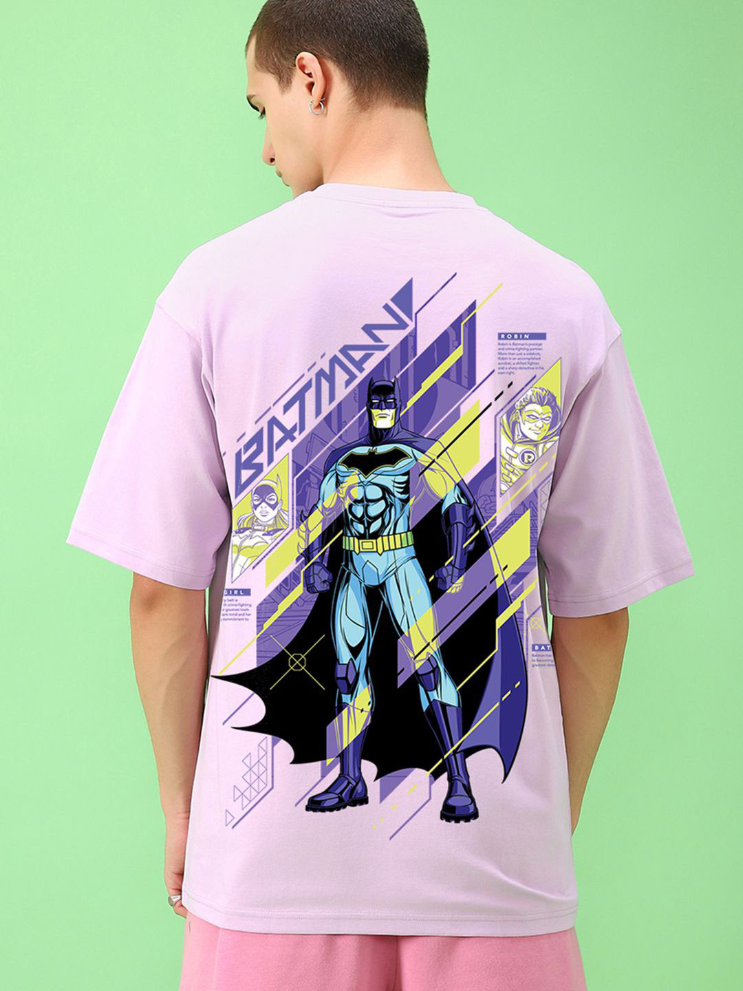 Bewakoof Men DC Merchandise Batman Graphic Printed Round Neck Cotton Oversized T-shirt