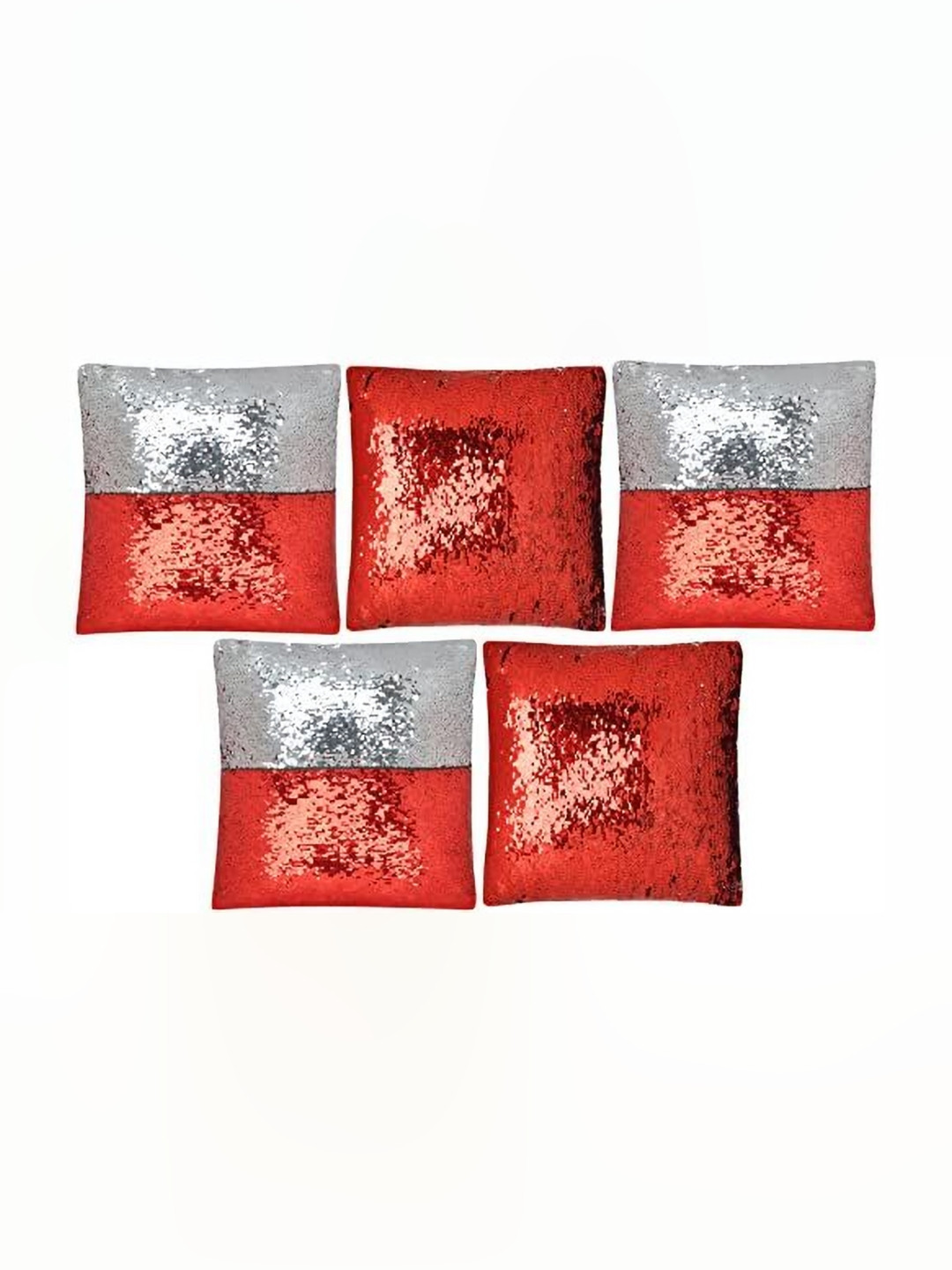 Black gold Silver Embellished Cotton Breathable 5 Pcs Cushion Covers - 15.7 x 15.7 Inches