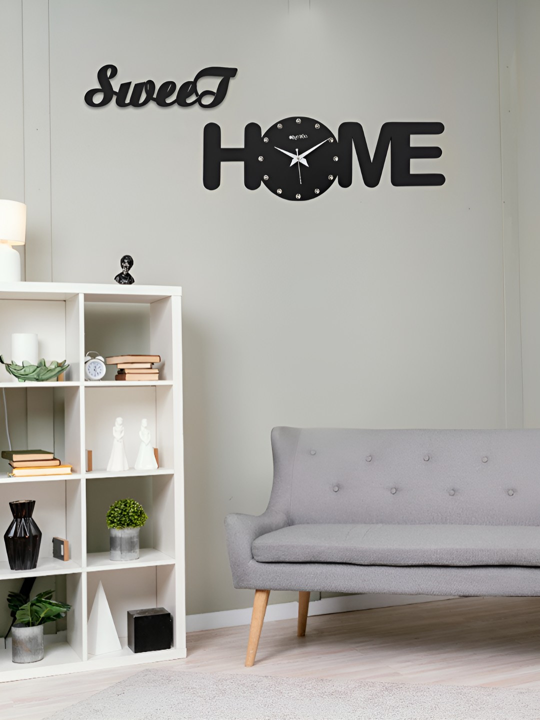 OLIVE TREE Black Rectangle Shaped Silent Movement Analoge Wooden Traditional Wall Clock