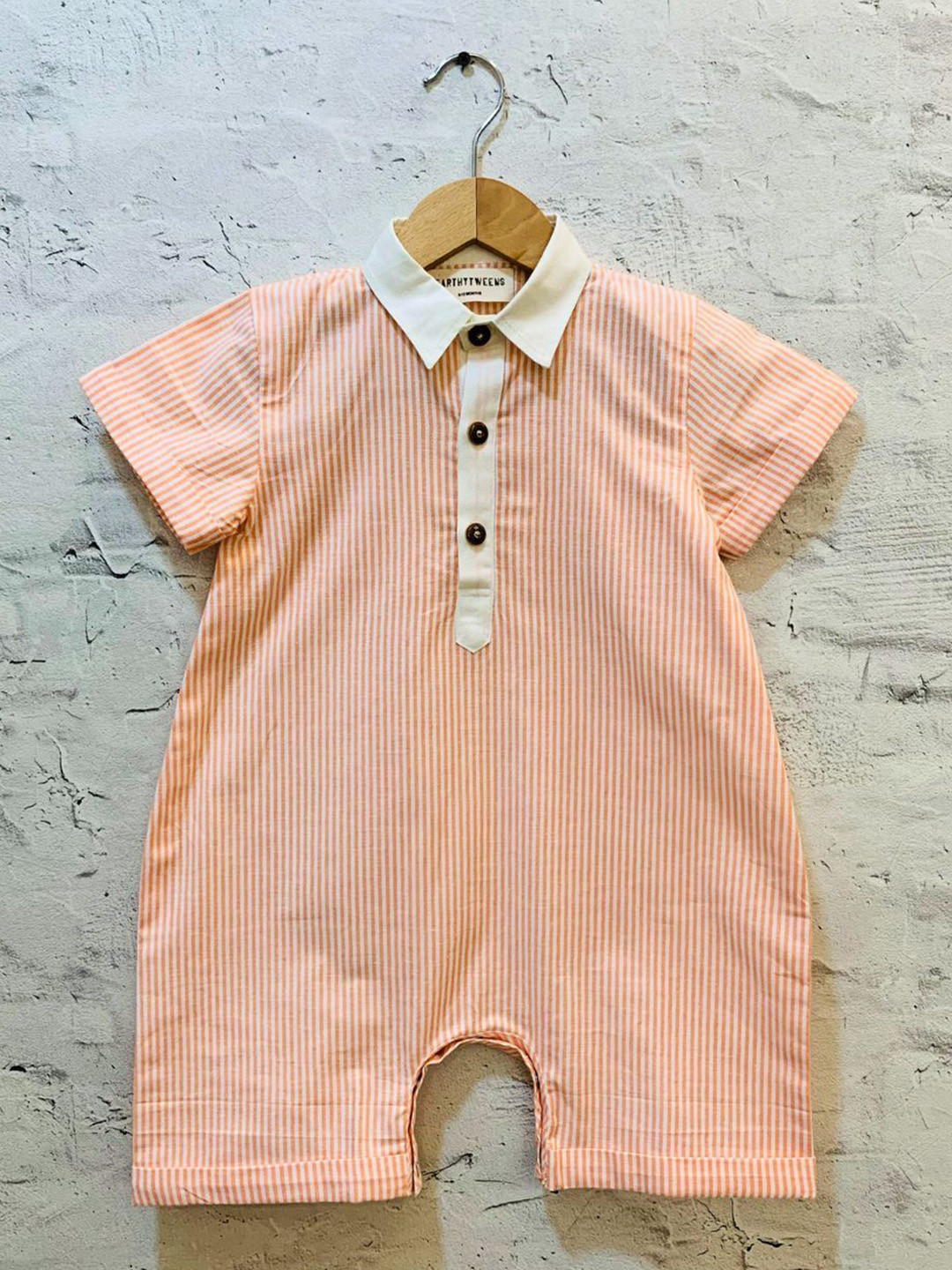 EARTHY TWEENS Infants Striped Cotton Romper