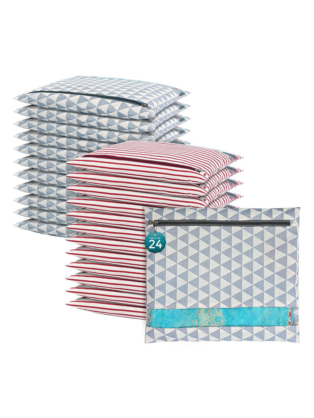 Kuber Industries Grey 24 Pcs Regular Single Saree Cover Multi-Utility Storage Organisers