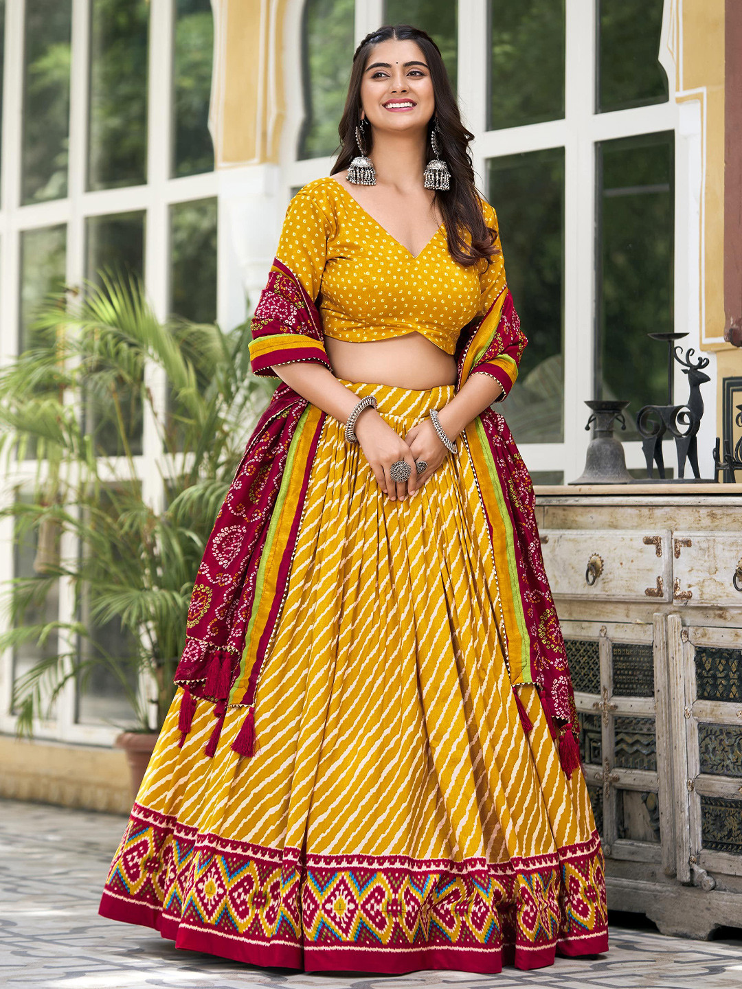 Aavisa Queency Printed Ready to Wear Silk Lehenga & Unstitched Blouse with Dupatta