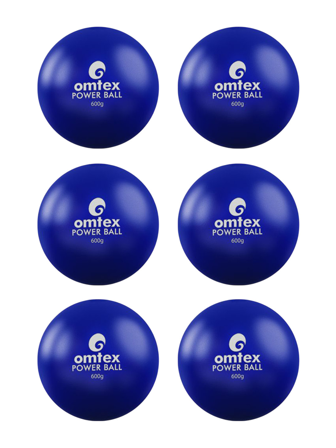 Omtex Men Pack of 6 Blue Power-Weighted Balls - 600gm
