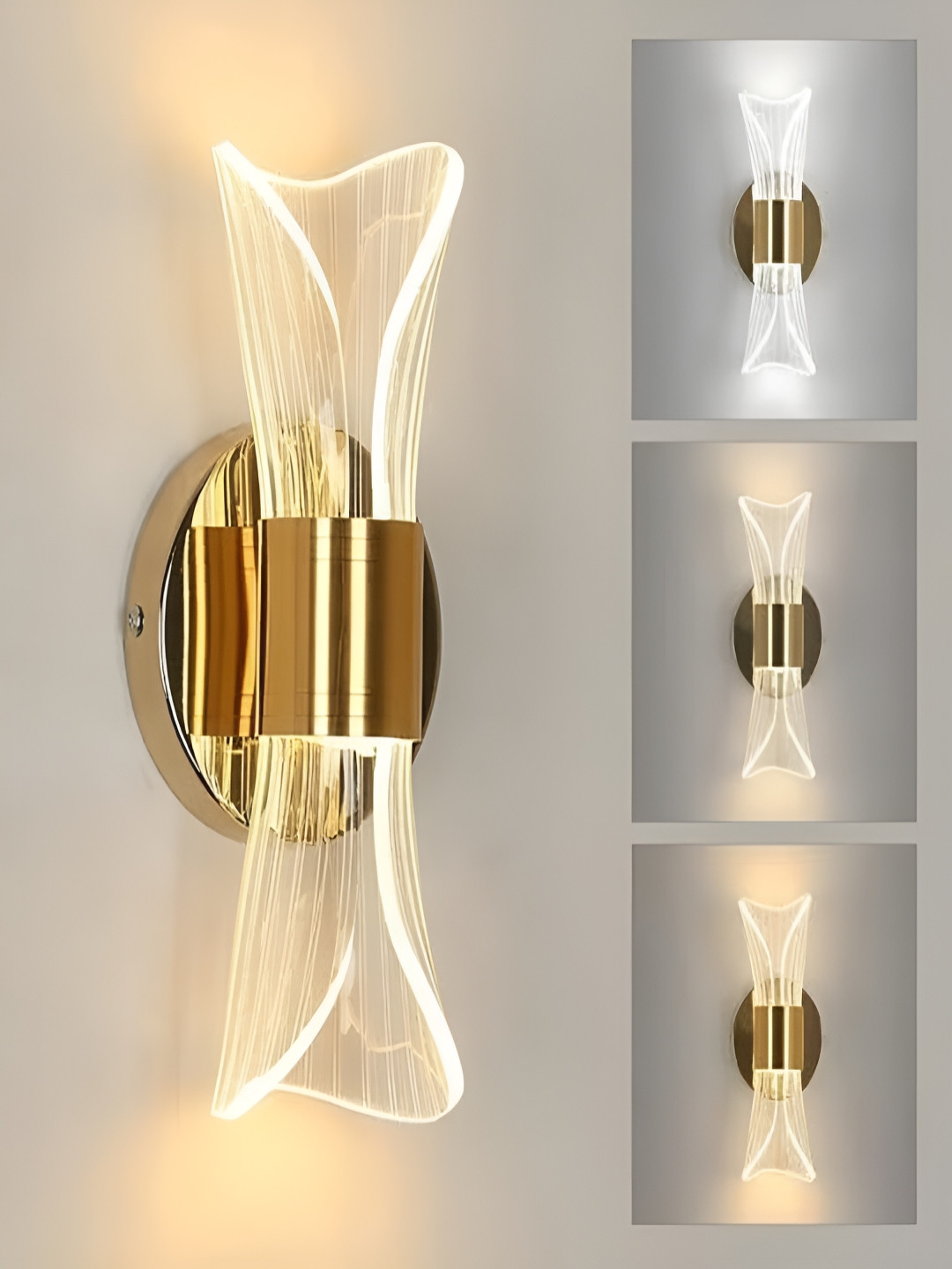 GAUVIK Gold-Toned & Transparent Acrylic Spherical Shaped Wall Lamp
