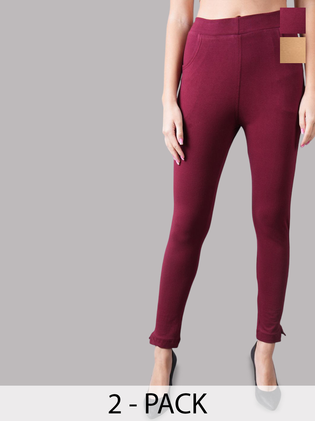 Valles365 by S.C. Pack Of 2 Cotton Ankle-Length Leggings