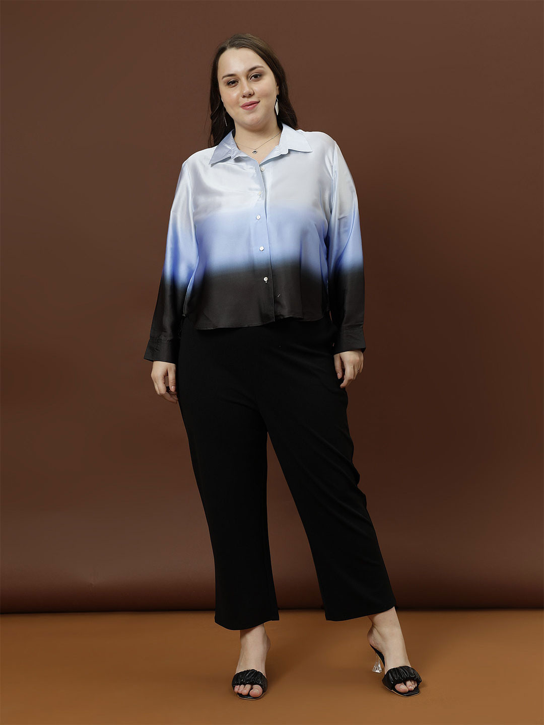 Athena Ample Women Relaxed Ombre Opaque Printed Formal Shirt