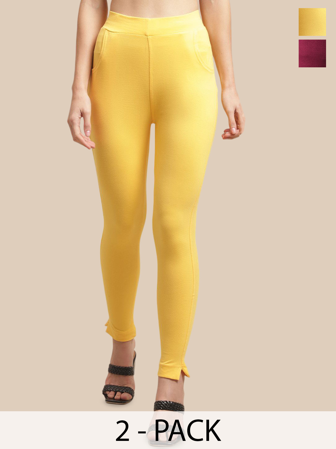 Valles365 by S.C. Women Plus Size Pack Of 2 Ankle Length Leggings