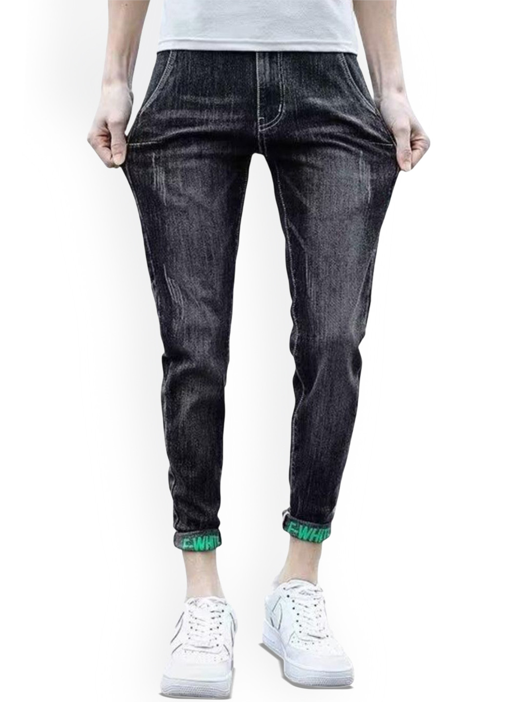 HERE&NOW Men Slim Fit Low Distress Light Fade Jeans - Image 1
