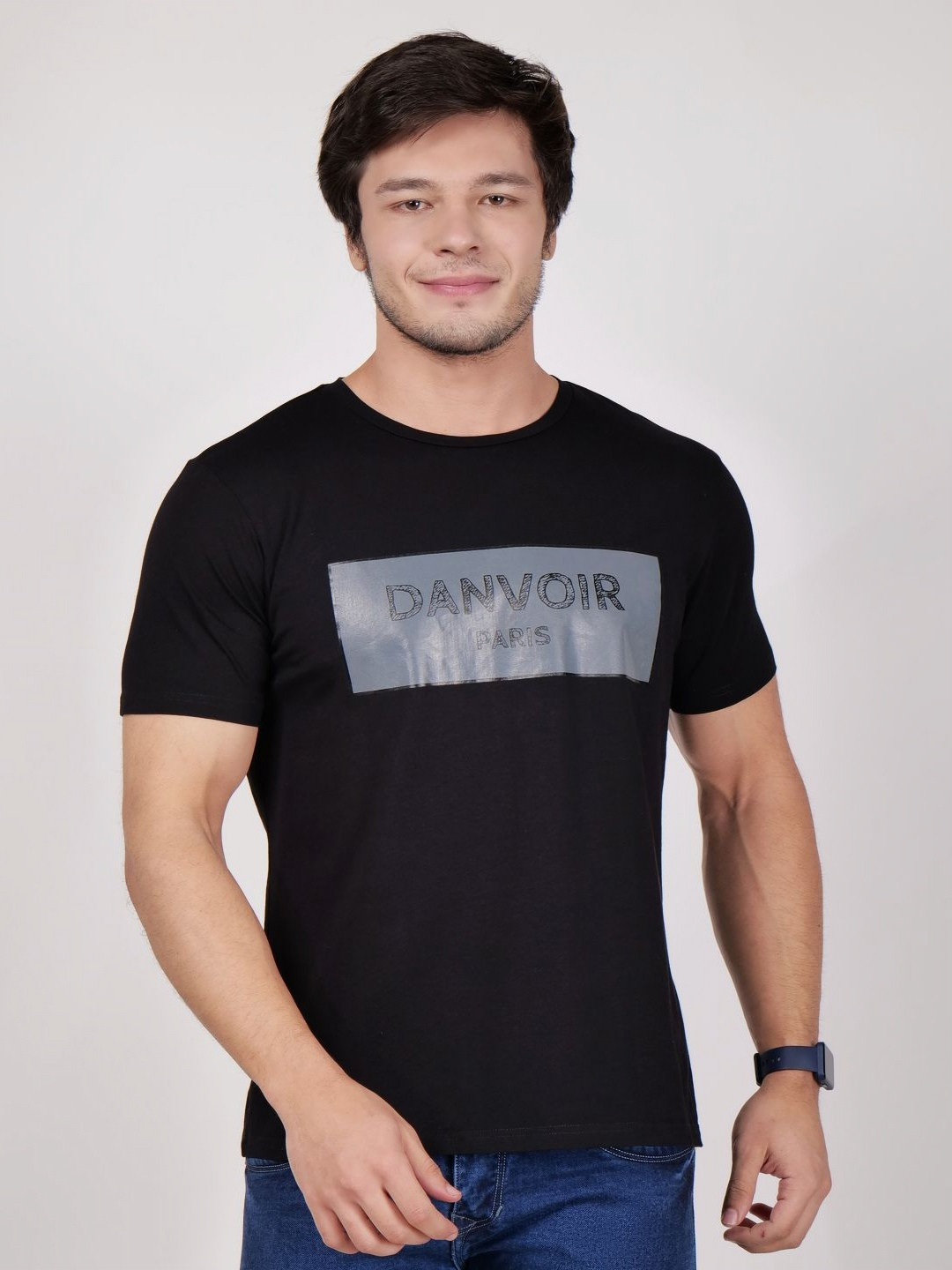 Danvoir Paris Men Typography Printed Round Neck Cotton T-shirt