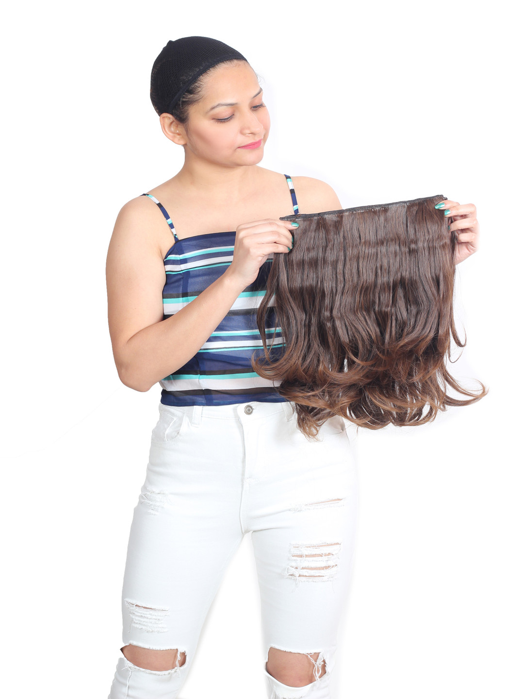 RITZKART Clip In Wavy Locks Hair Extension - Brown - 18 Inch