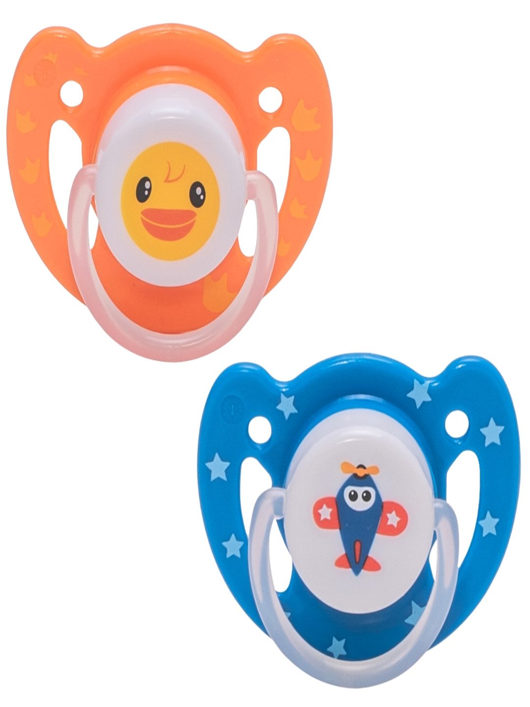 Adore Kids Pack Of 2 Blue & Orange-Color Printed Vented Pacifier BPA Free Teethers