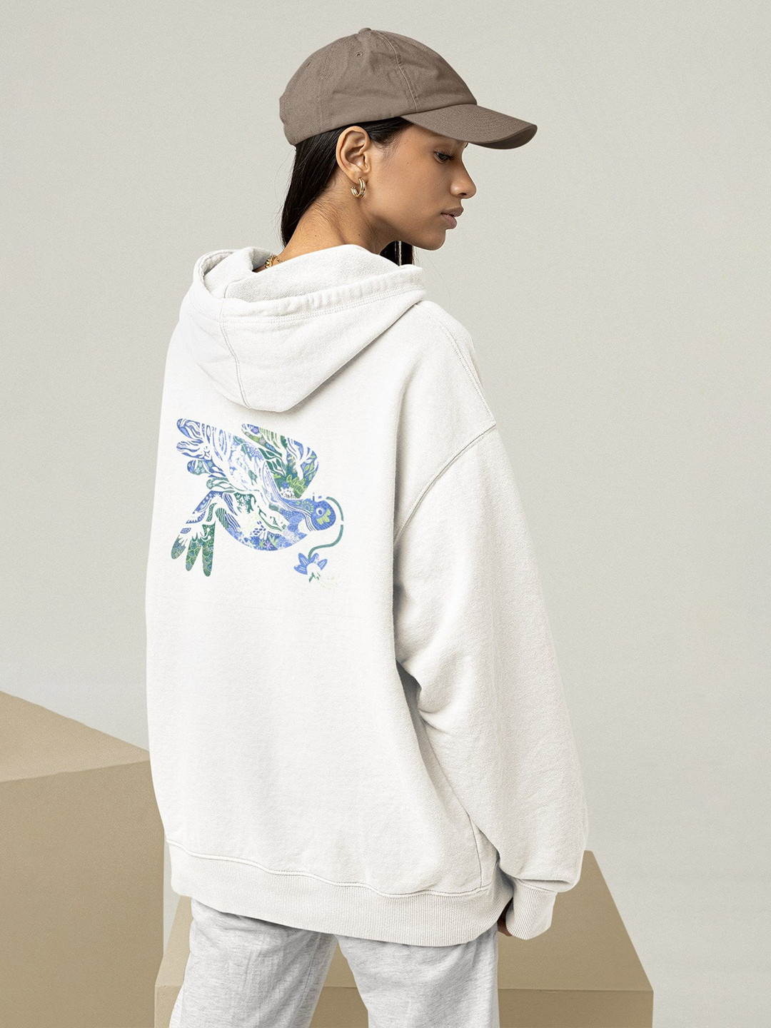 TheBTclub Women Aiming For Those Clouds Printed Hooded Sweatshirt