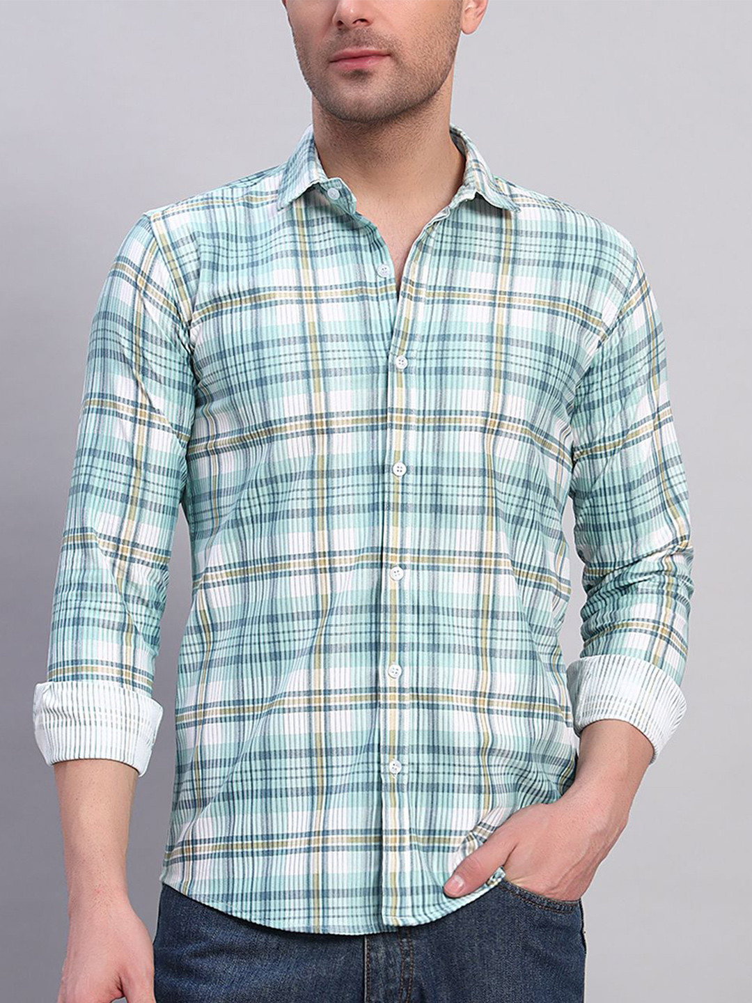 YOUTH FIRST Men Premium Tartan Checks Opaque Checked Casual Shirt