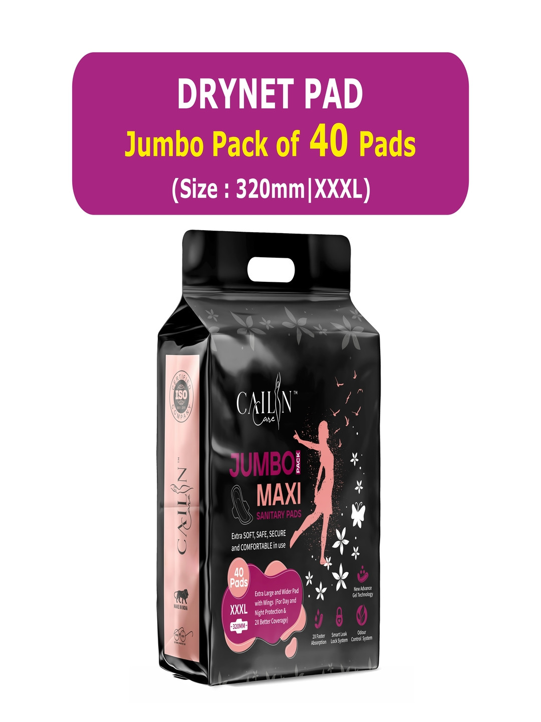 Cailin Care Soft Cotton Sanitary Pads - XXXL - 40 Pcs