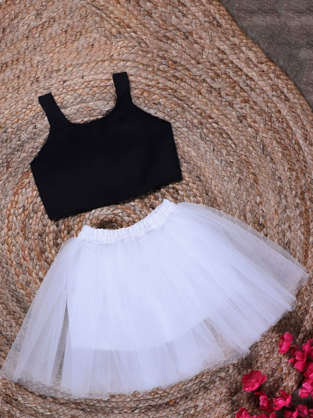 Anneca Girls Crop Top And Soft Knee length Skirt Readymade Clothing Set