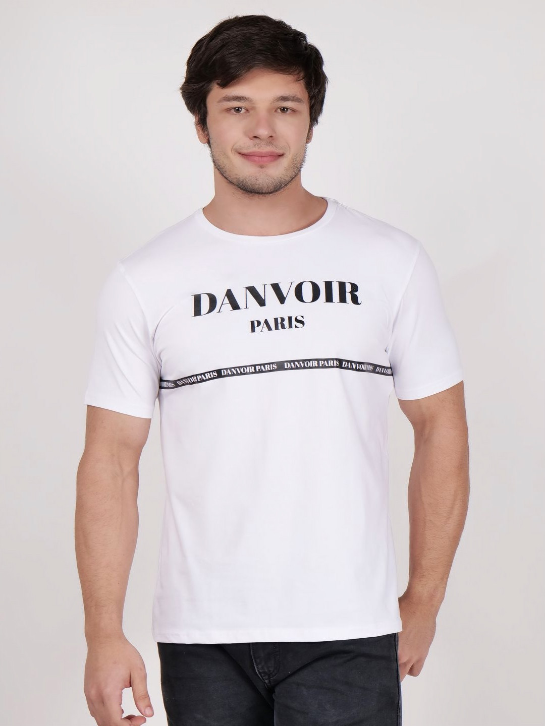 Danvoir Paris Men Typography Printed Round Neck Cotton T-shirt