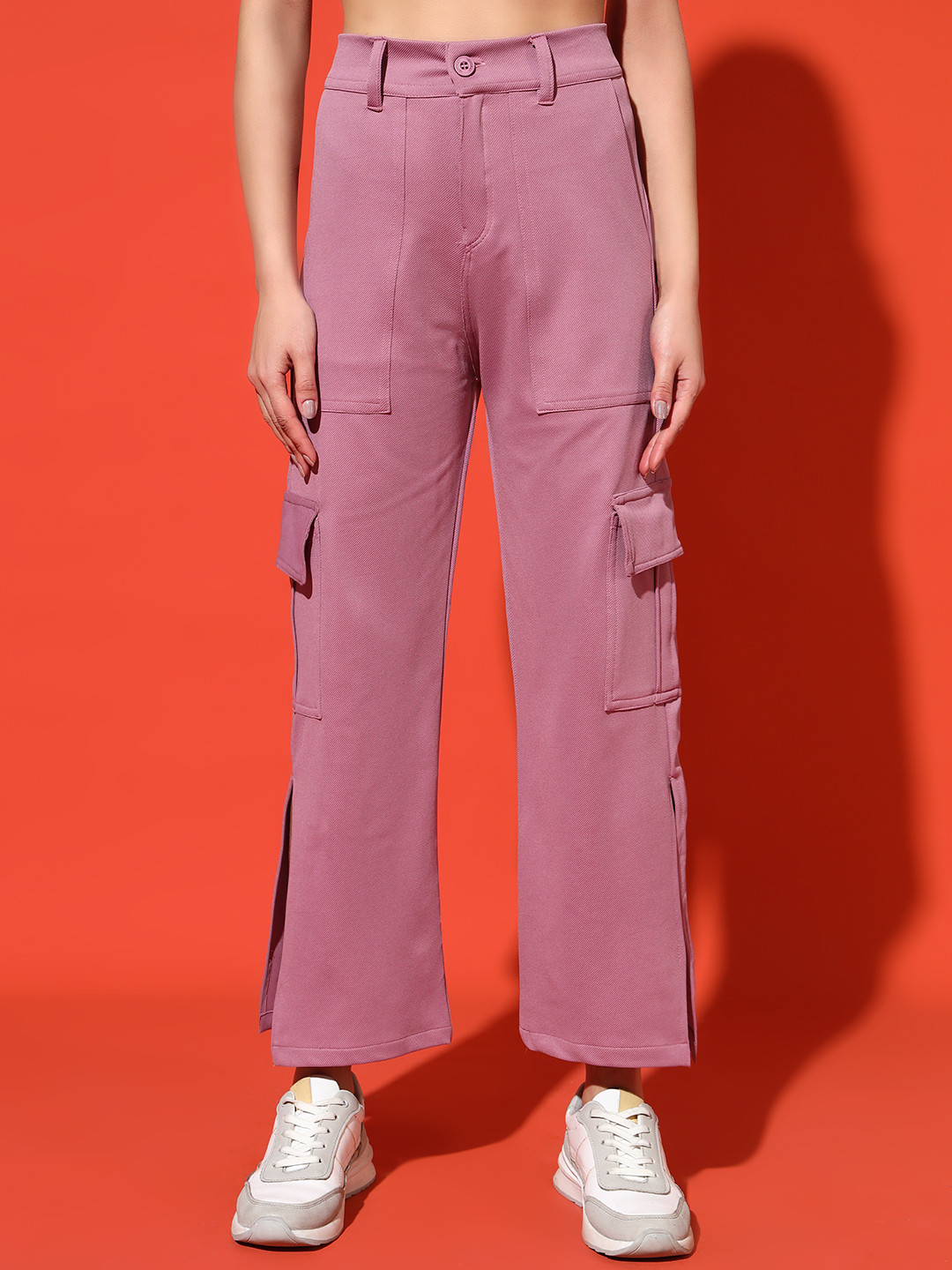 KASHIAN Women Relaxed Loose Fit High-Rise Pleated Joggers Trousers