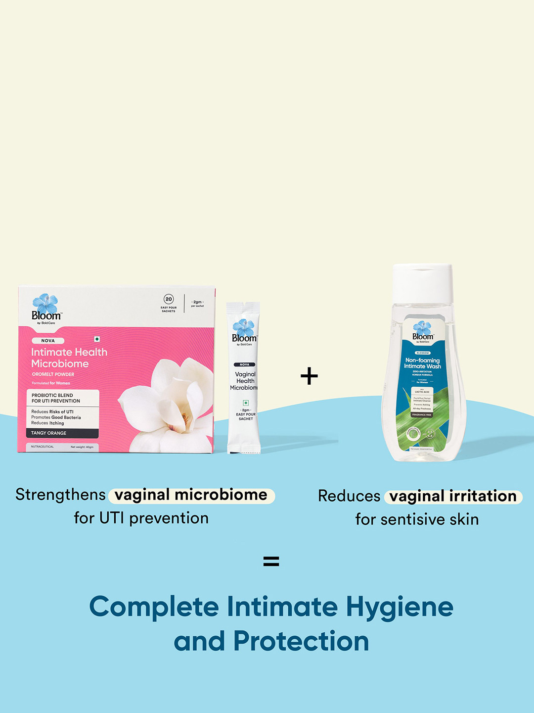 Bloom Set Of 2 Non-Foaming Intimate Wash- 100 ml & Oromelt Powder- 40 g