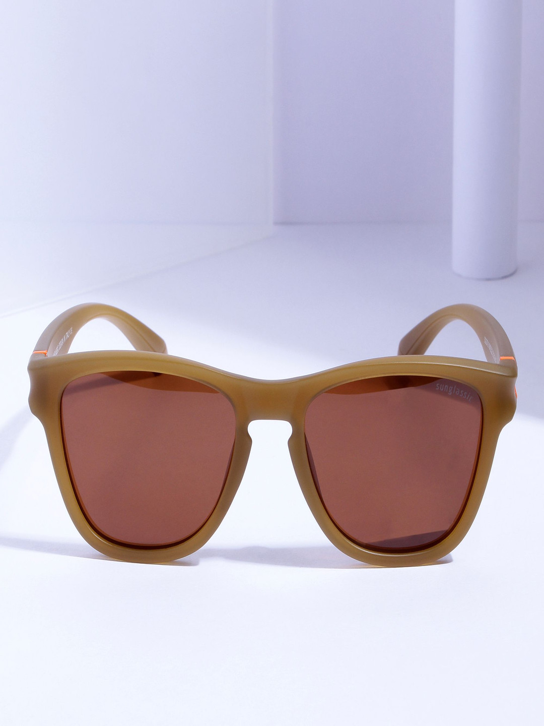 SUNGLASSIC Unisex Rectangle Breeze Brown Polarized Round TR90 Sunglasses BREEZE-BROWN