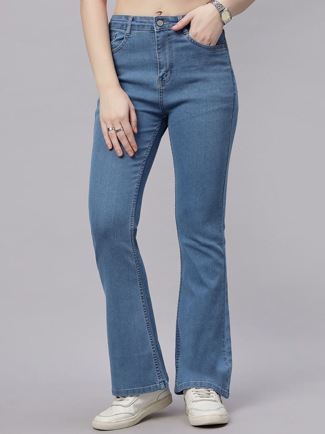 ZUYA Stone Blue Bootcut Denim Women Jeans  Sleek Vintage-Inspired Look