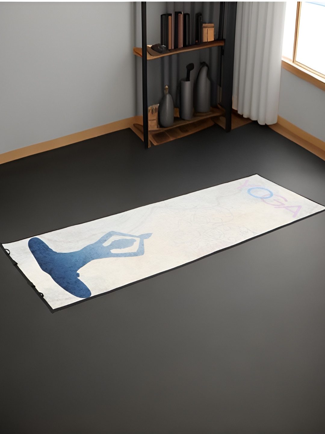 BELLA TRUE White & Blue Hand Gestures Printed Yoga Mat With Carry Strap