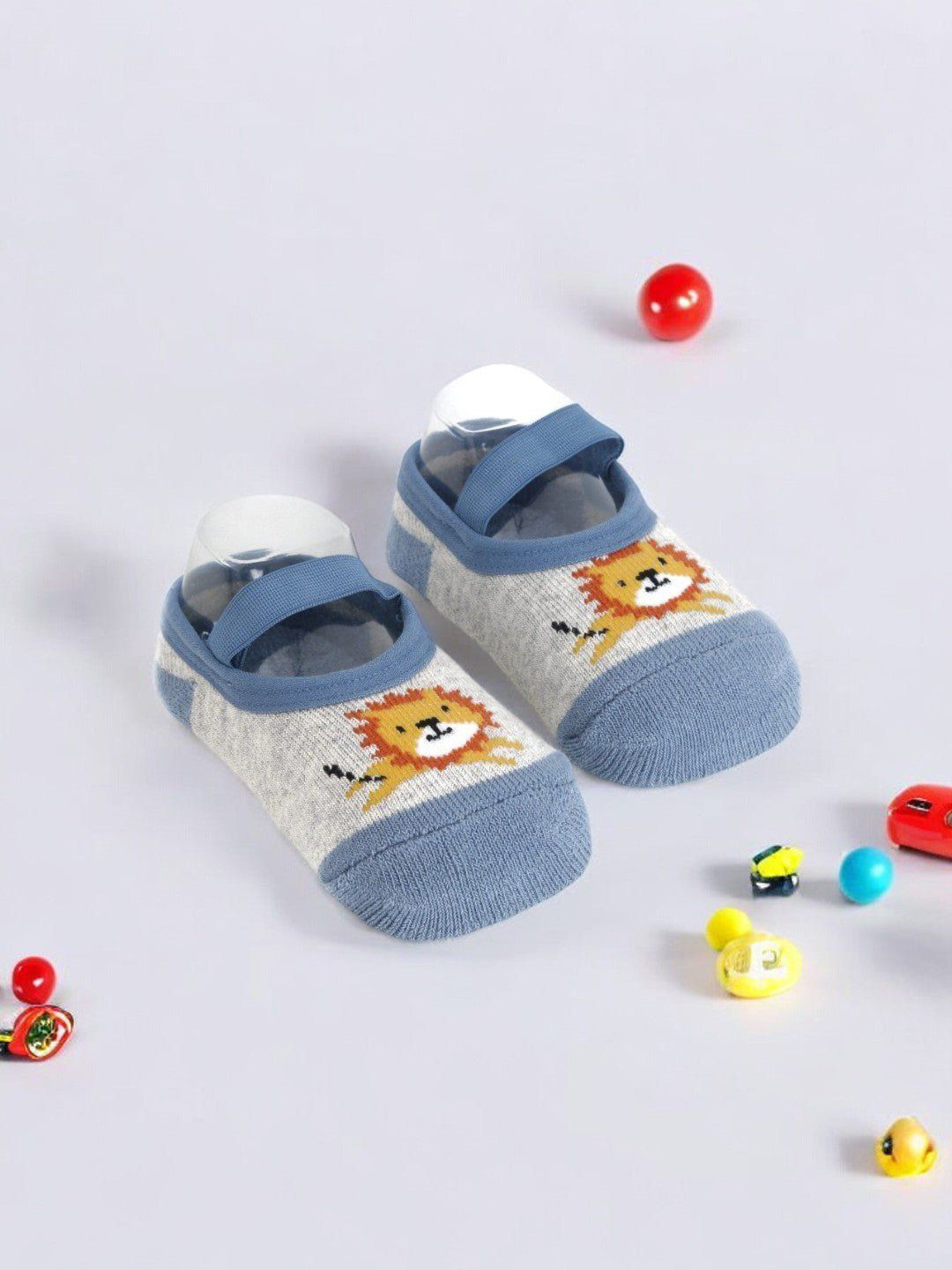Yellow Bee Boys Lion Patterned Cotton Ankle-Length Socks