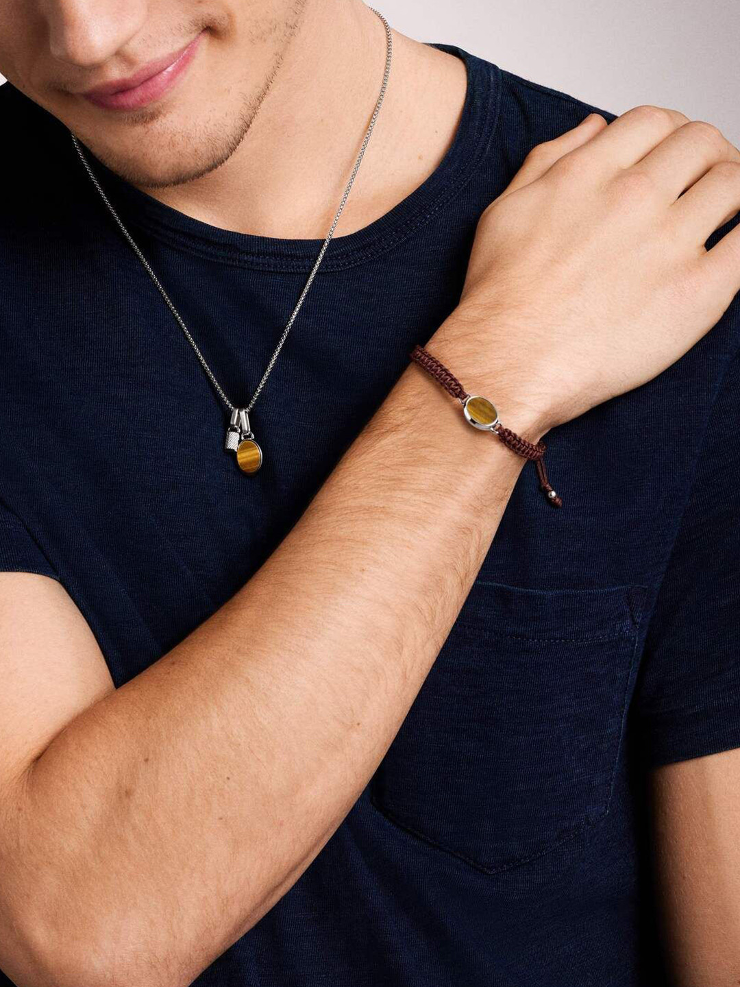 Fossil Silver-Toned Wraparound Bracelet