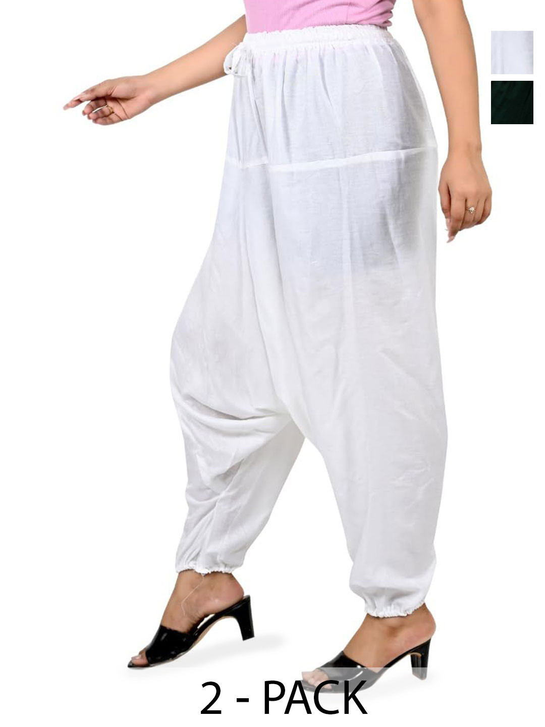 NarNari Women's Pack of 2 Solid Harem Pants