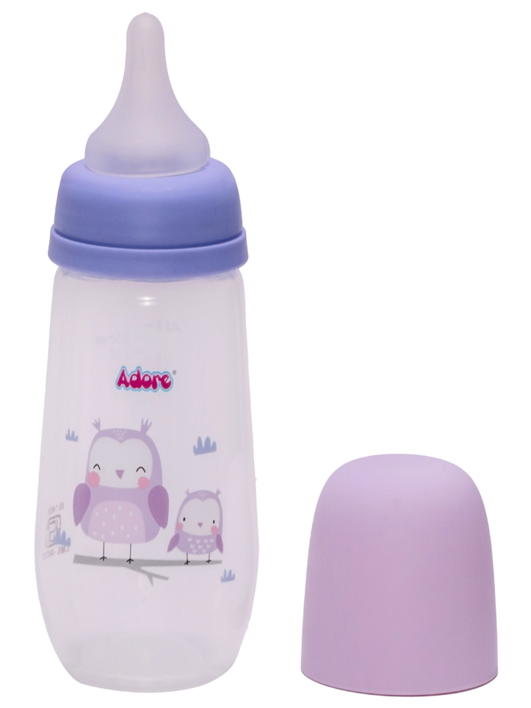 Adore Kids White & Purple Printed Wide Neck Dual Anti-Colic Feeding Bottle-250ml