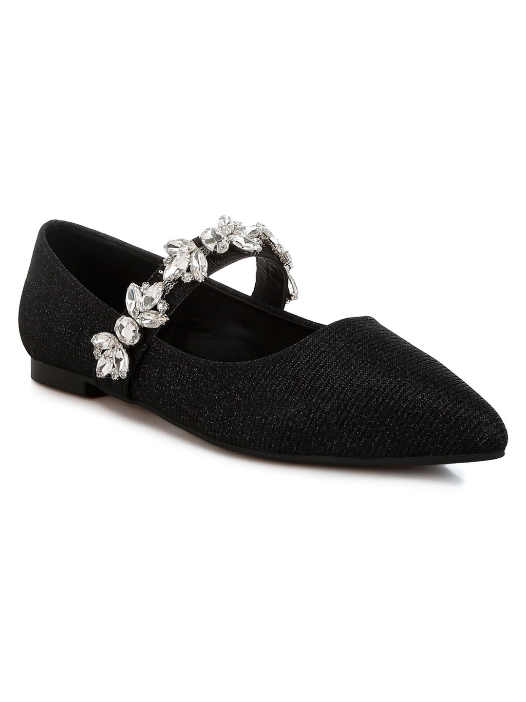 RAG & CO Women Diamond Studded Pointed Toe Party Mary Janes