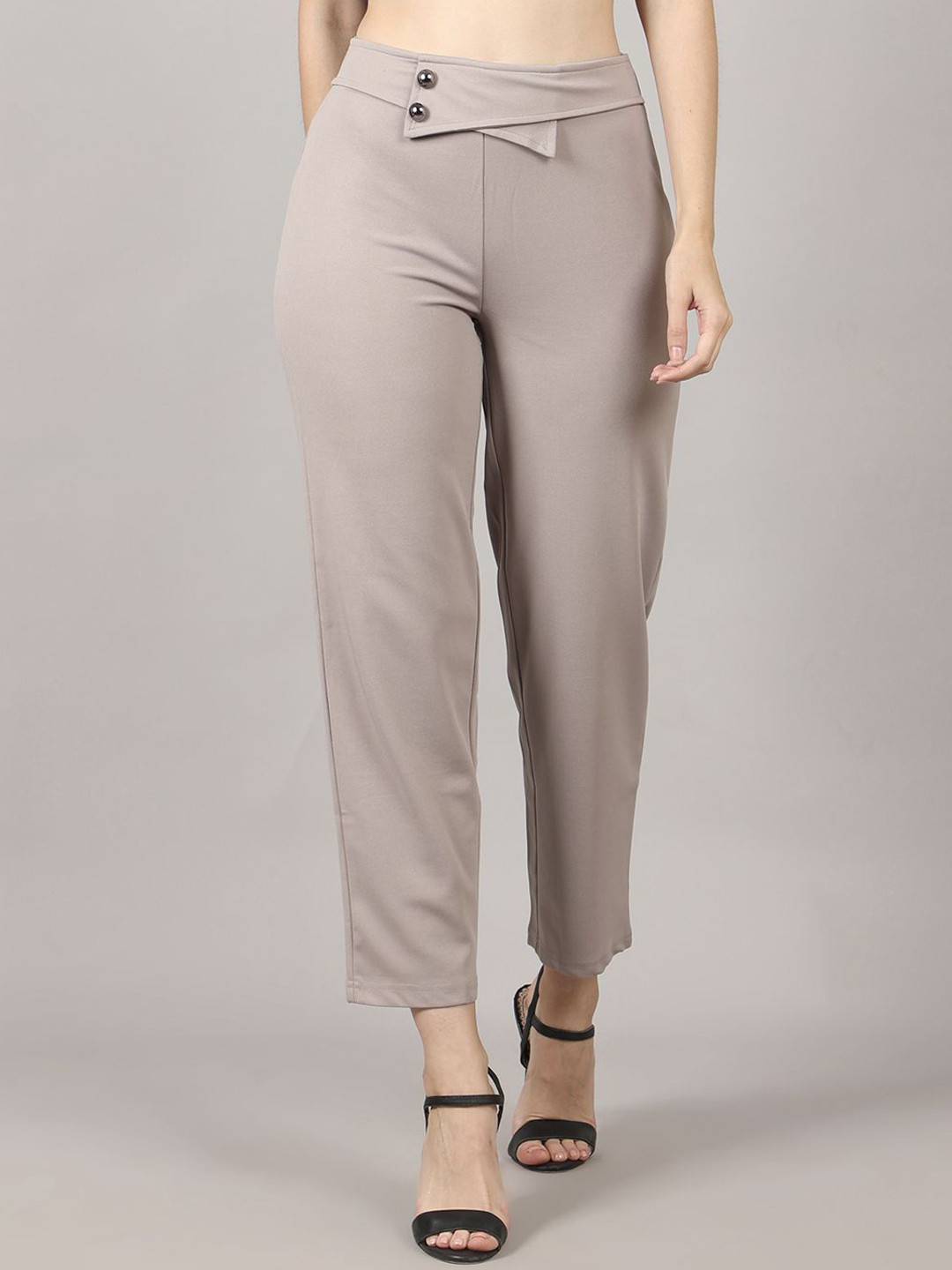 PRIDEWEAR Women Comfort High-Rise Wrinkle Free Cigarette Trousers