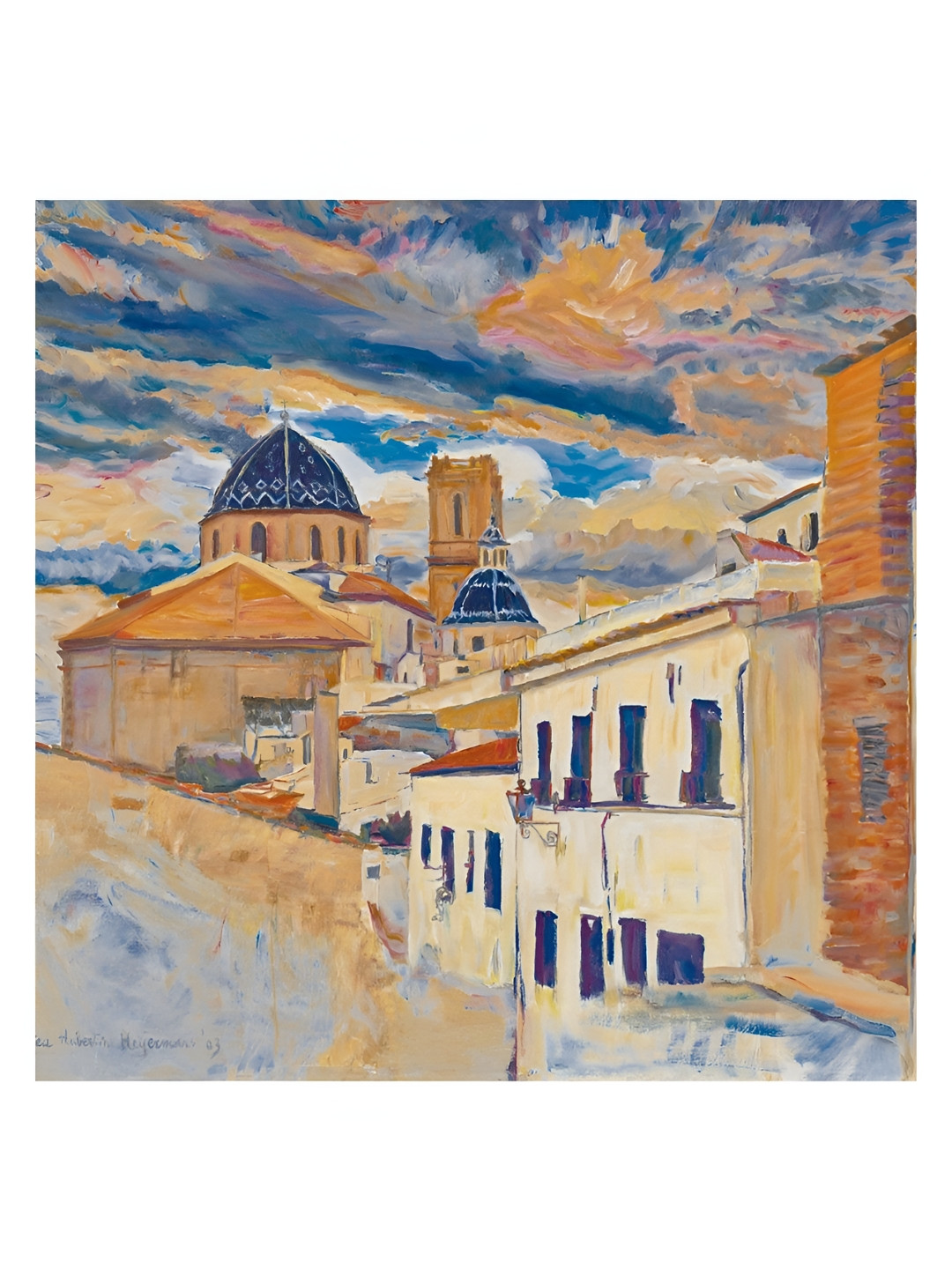 Inephos Blue & Beige City Theme Canvas Wall Art