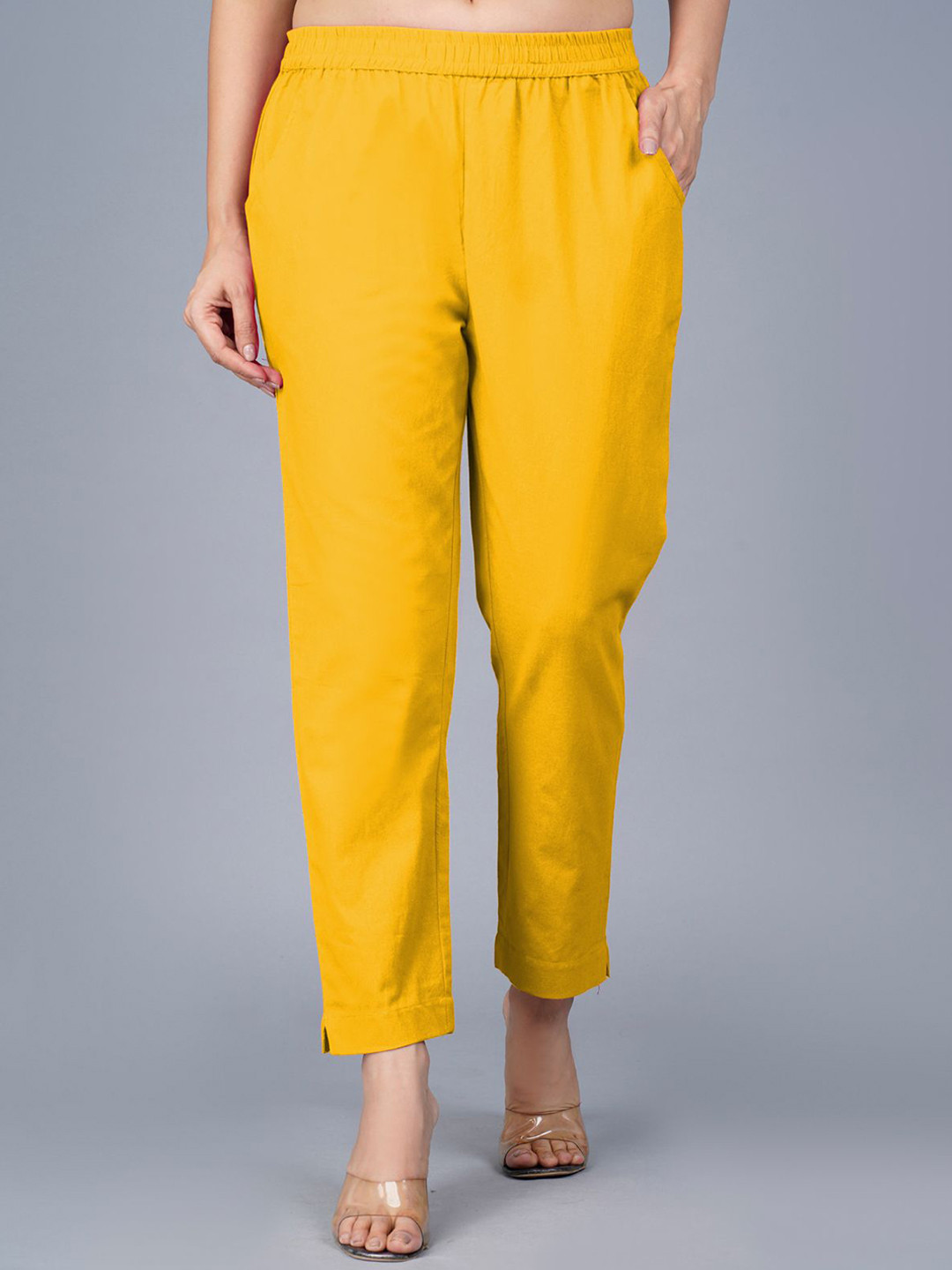 GiftyBasket Women Cotton Regular Fit Mid-Rise Trousers