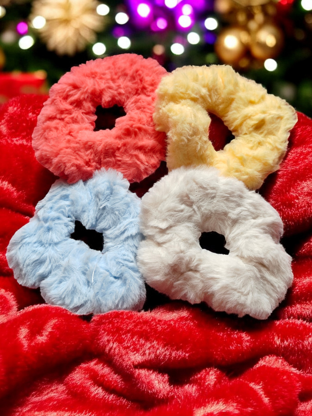 CHANDERKASH 4Pcs Fluffy Soft Fur Hair Bands