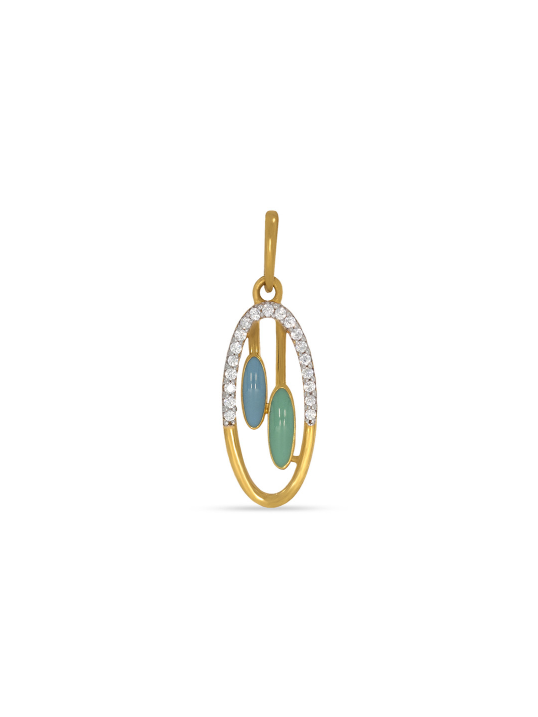 BHIMA 22K BIS Hallmark 916 Purity Yellow Gold Oval Enamel Pendant