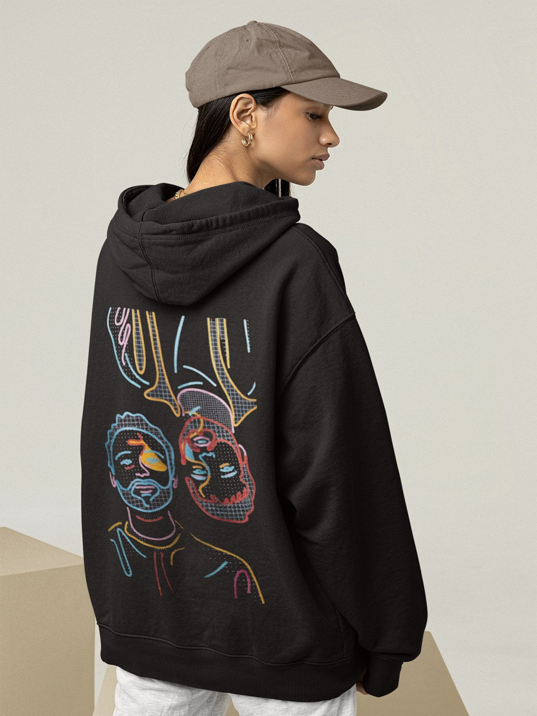 TheBTclub Women Upside Down Hooded Sweatshirt